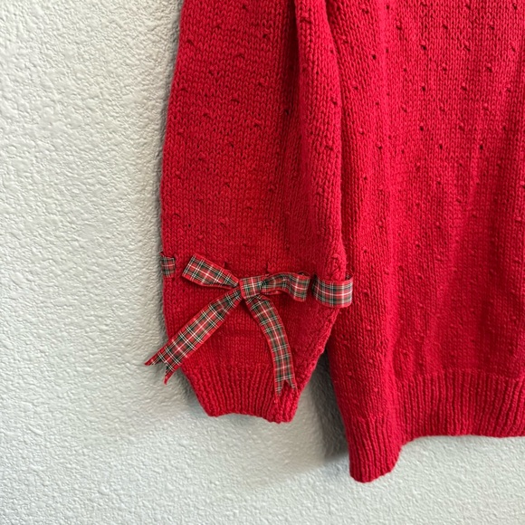 Vintage Christmas Cat Sweater Size Large Knitted by hand 90's - Picture 3 of 6